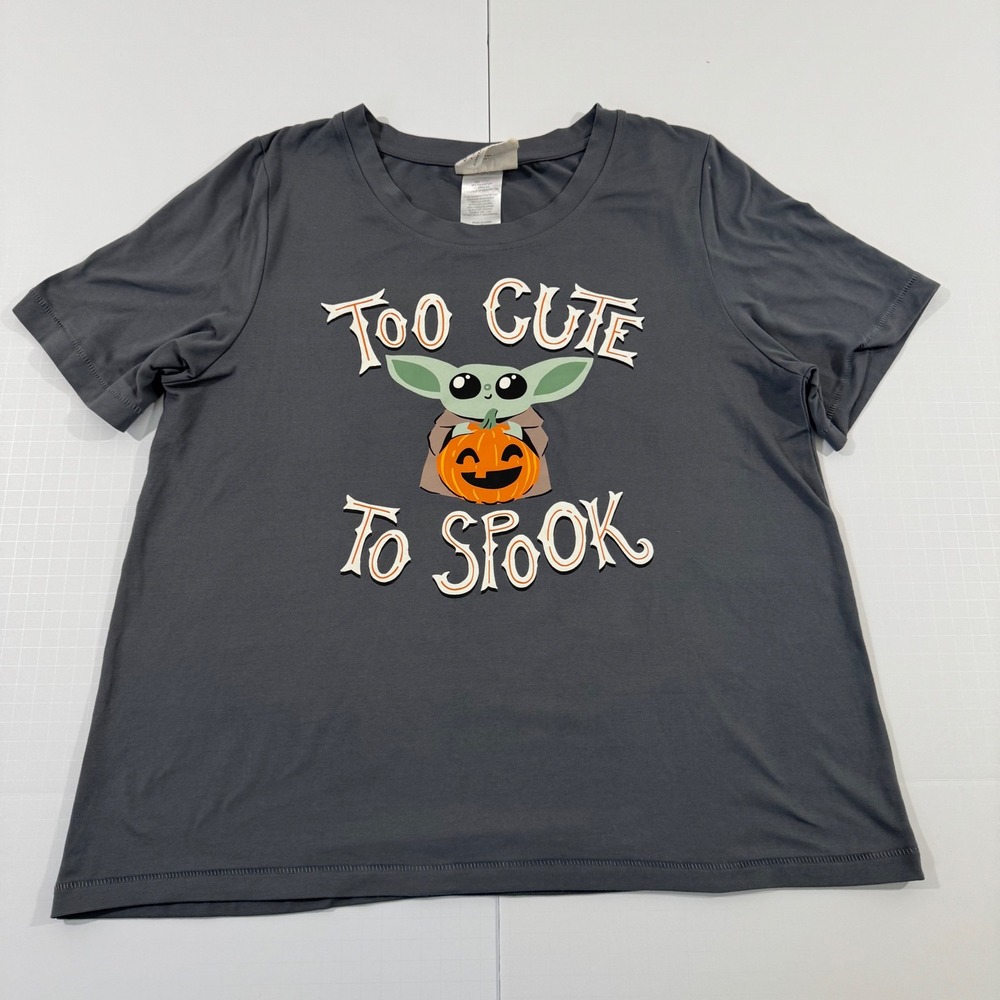 Star Wars Sleepwear Women Medium Gray Too Cute To Spook Baby Yoda Halloween Top